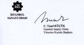 İstanbul Sanayi Odası Yönetim Kurulu Başkanı C. Tanıl Küçük Teşekkür Mektubu